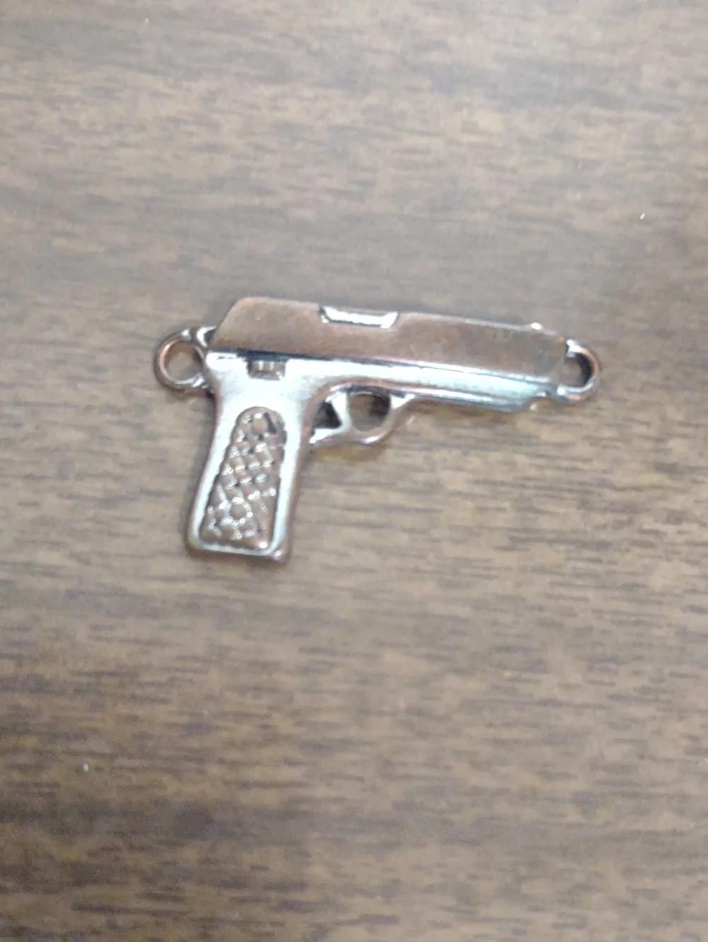 Silver Gun-Shaped Pendant Charm for Men Accessories